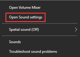 click on Open Sound Settings