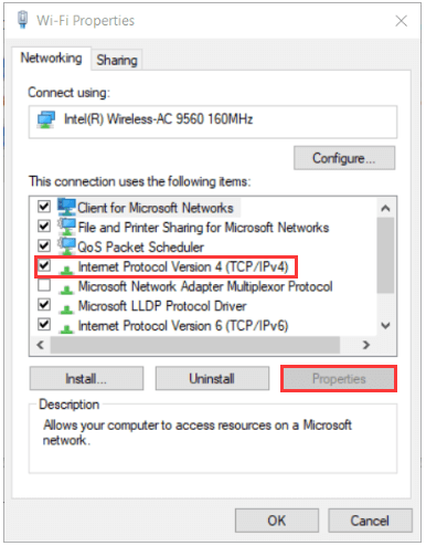 click Internet Protocol Version 4