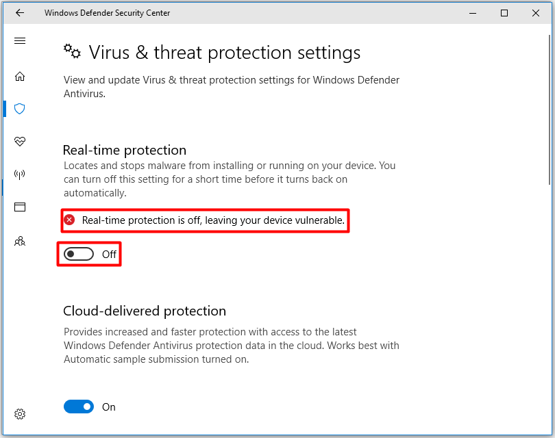 turn off the real time protection