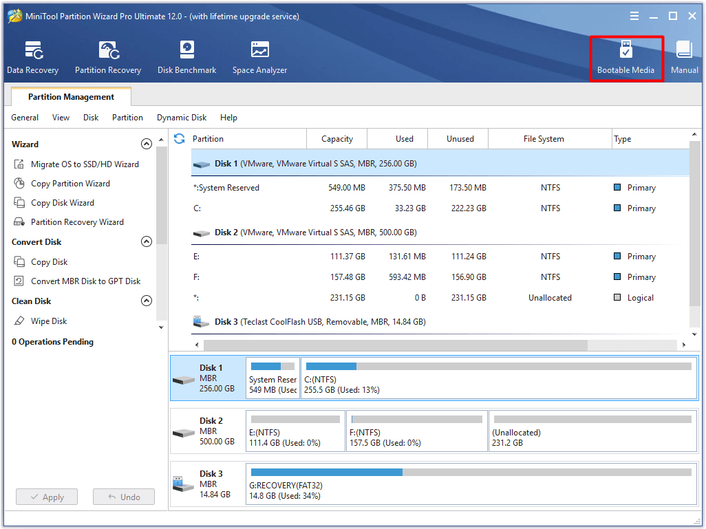click on Bootable Media