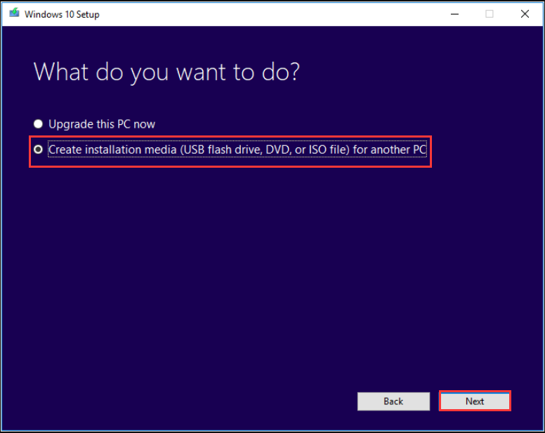 select Create Installation Media USB