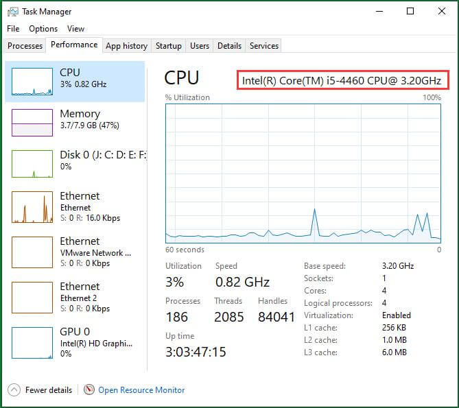 View Processor in Task Manager