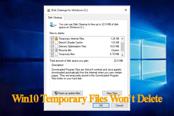 win10 temporary files wont delete thumbnail