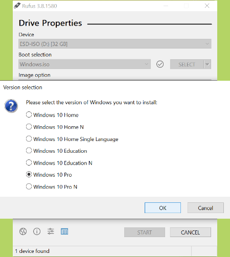 choose Windows version you want to run on the USB drive