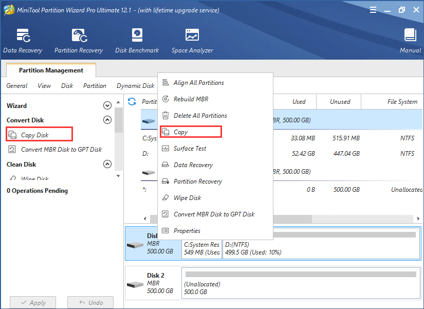 choose Copy Disk