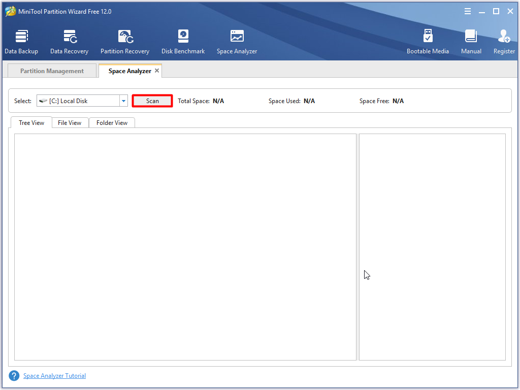 choose the target drive and click scan button