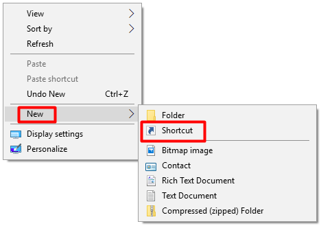 click on shortcut