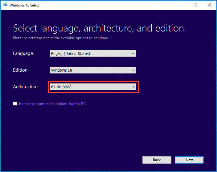 create a bootable USB for 64-bit Windows 10