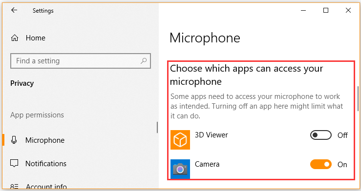 choose which apps can access your microphone