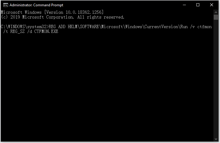 run the specified command in Command Prompt