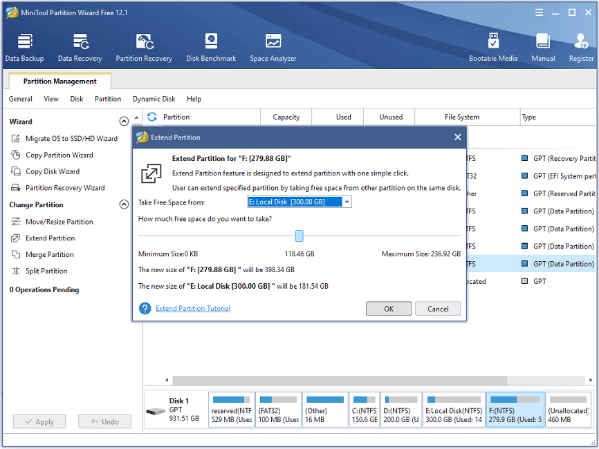 extend partition