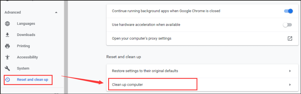 choose Clean up computer