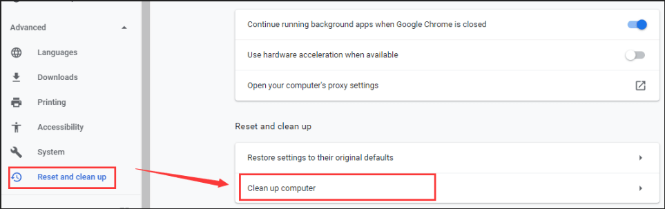 chrome cleanup tool