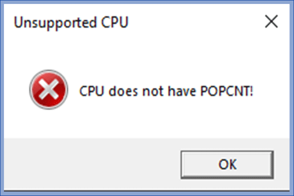 cpu does not have popcnt