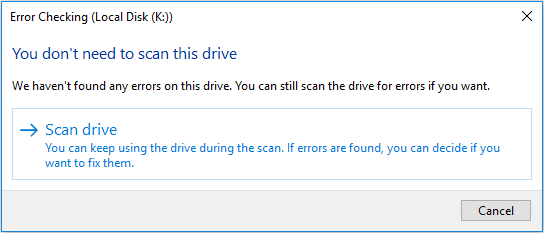 click on Scan drive