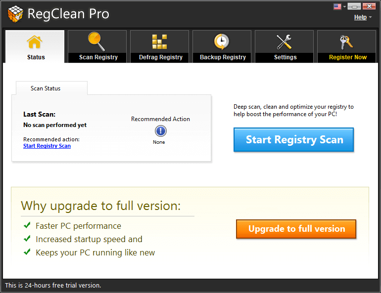RegClean Pro main interface