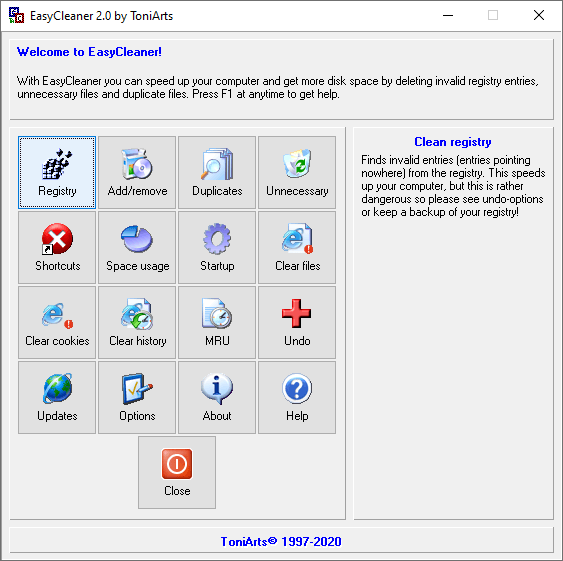 EasyCleaner main interface