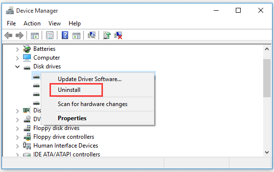 uninstall hard drive driver