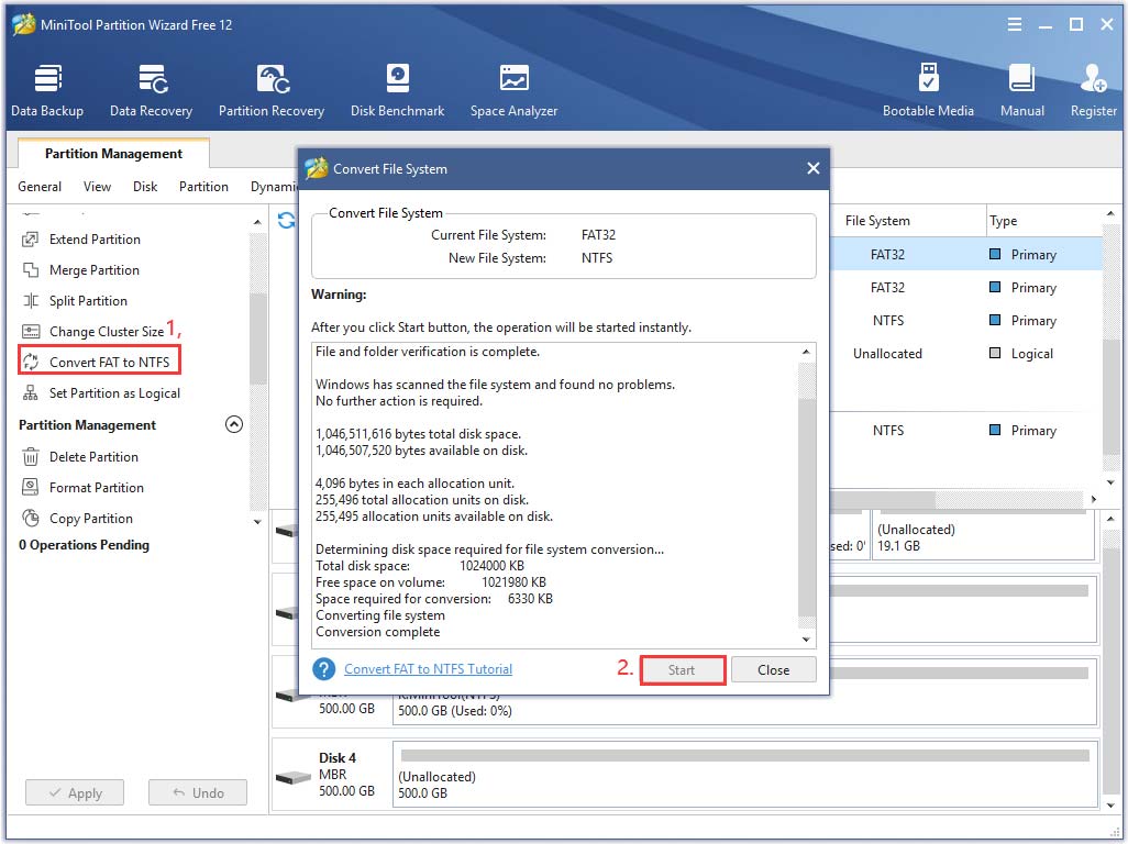 convert FAT to NTFS 