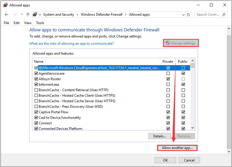 click Allow another app