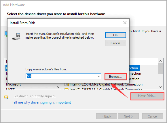 click Have Disk