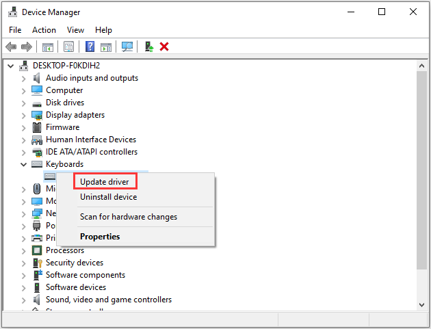 click Update driver
