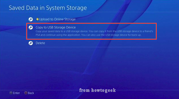 select Copy to USB Storage Device