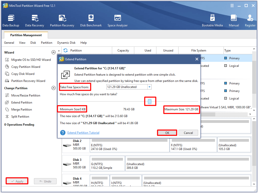 finish the partition extend process