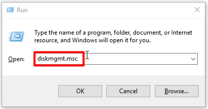 open Disk Management via Run window