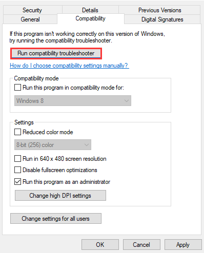 Run Compatibility Troubleshooter
