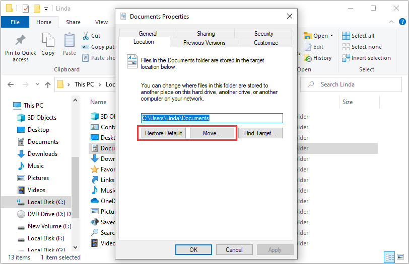 move My Documents folder