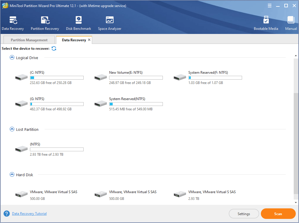 choose a partition and click Scan