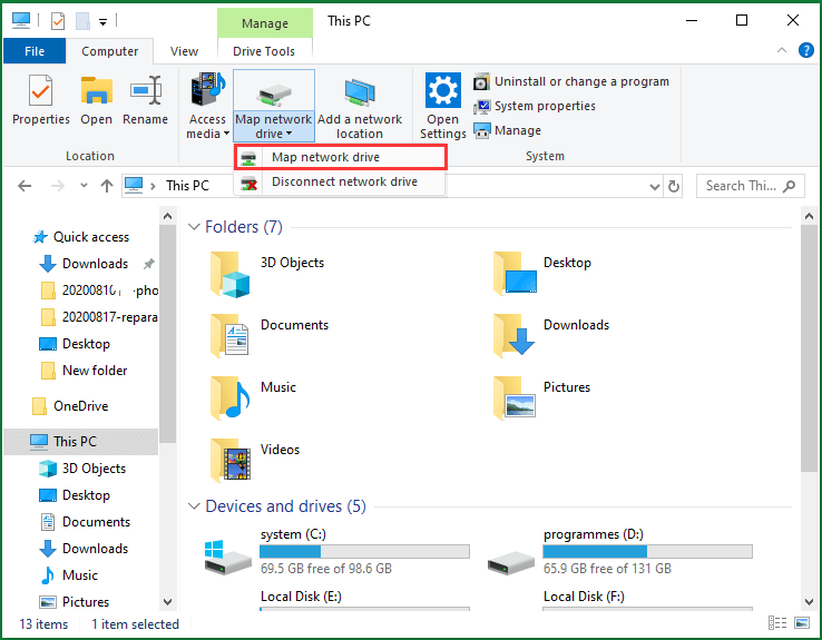 Select Map Network Drive