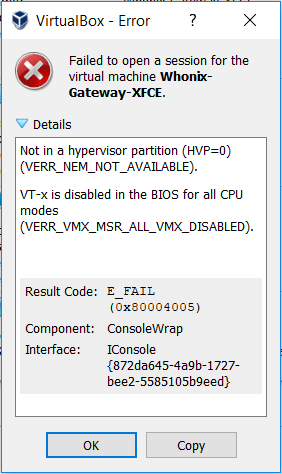 not in a hypervisor partition (hvp=0) (verr_nem_not_available)
