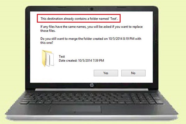 the destination already contains a folder named
