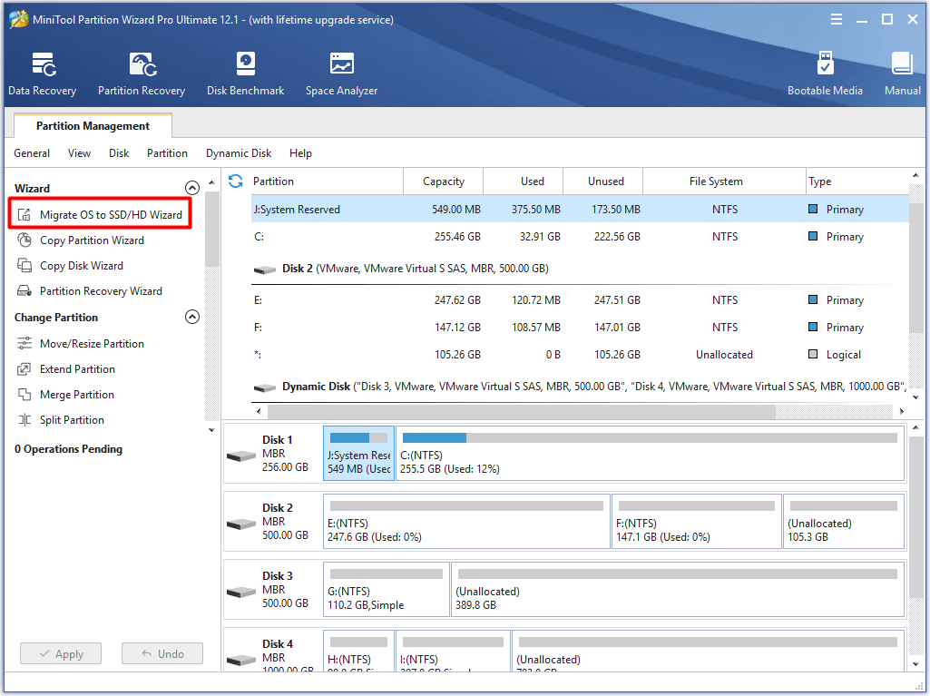click on Migrate OS to SSD or HD Wizard