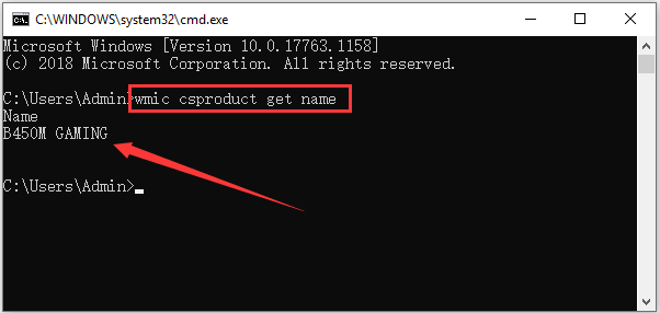 cmd command to know laptop model