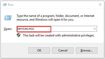 type servicesmsc in the Run dialog box