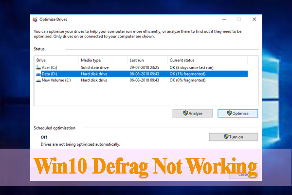 Windows 10 defrag not working