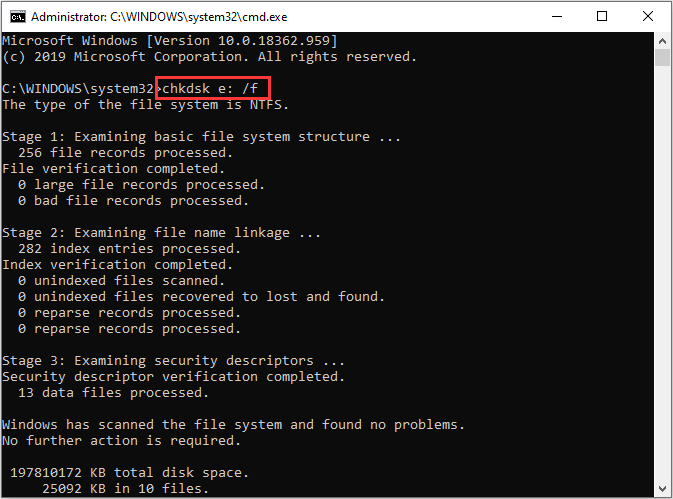 run CHKDSK