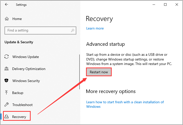 click Restart now