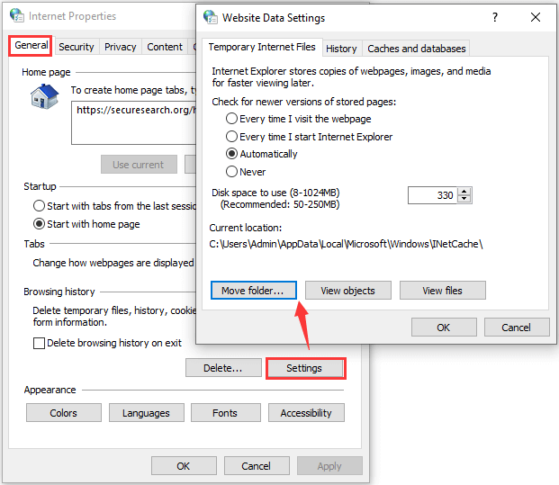 click Move folder