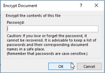 Encrypt Document window