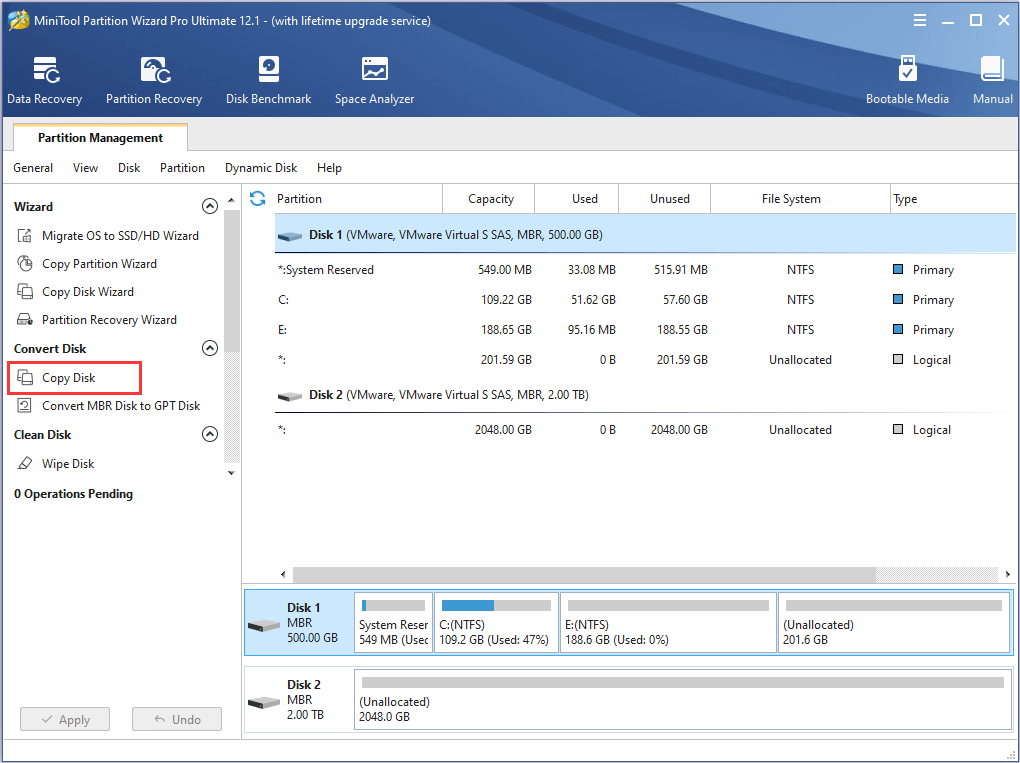 choose Copy Disk