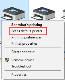 set as Brother printer as default printer
