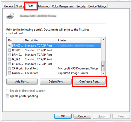 click on Configure port