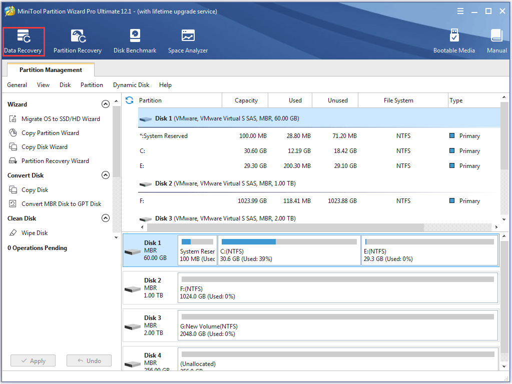 click the Data Recovery feature