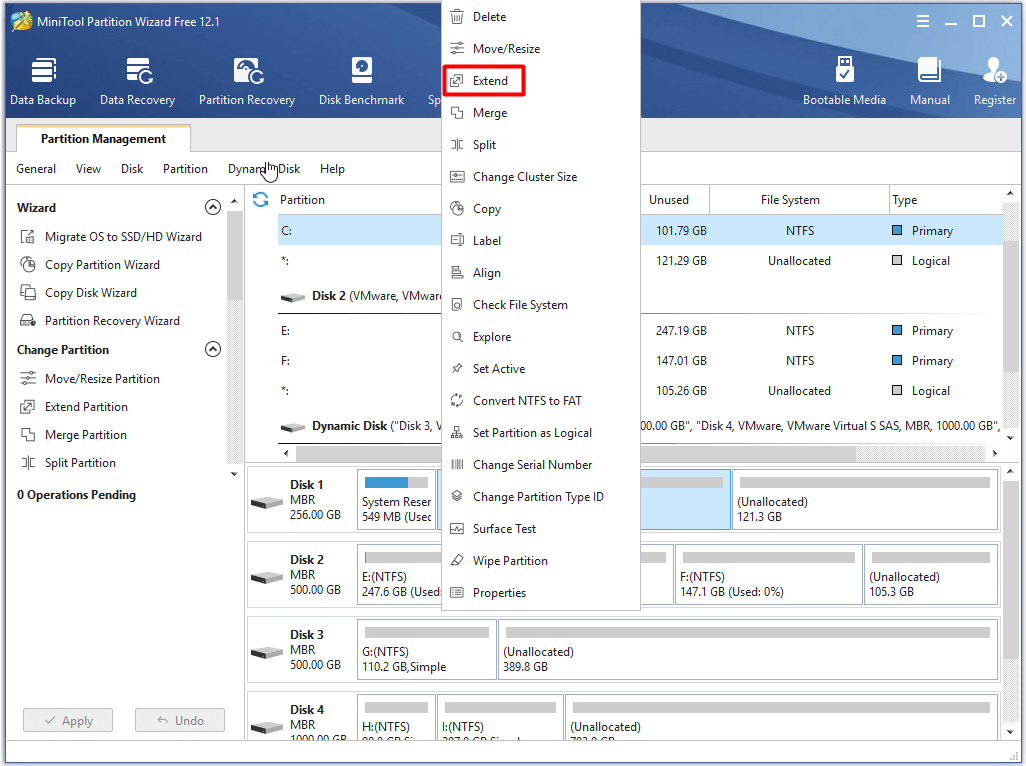 click the extend feature