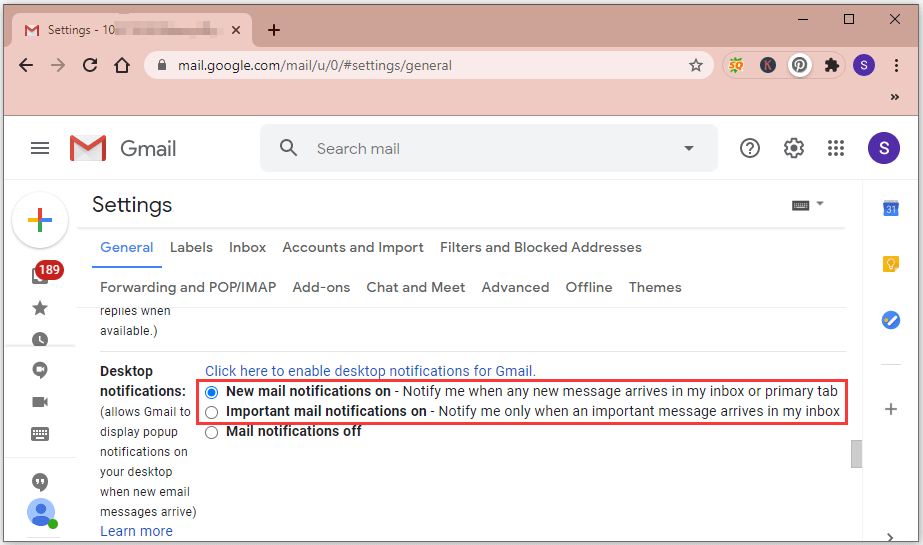 gmail desktop alerts