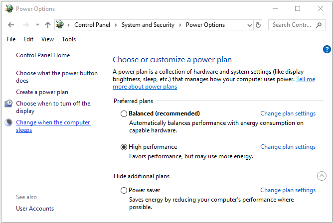 change power plan